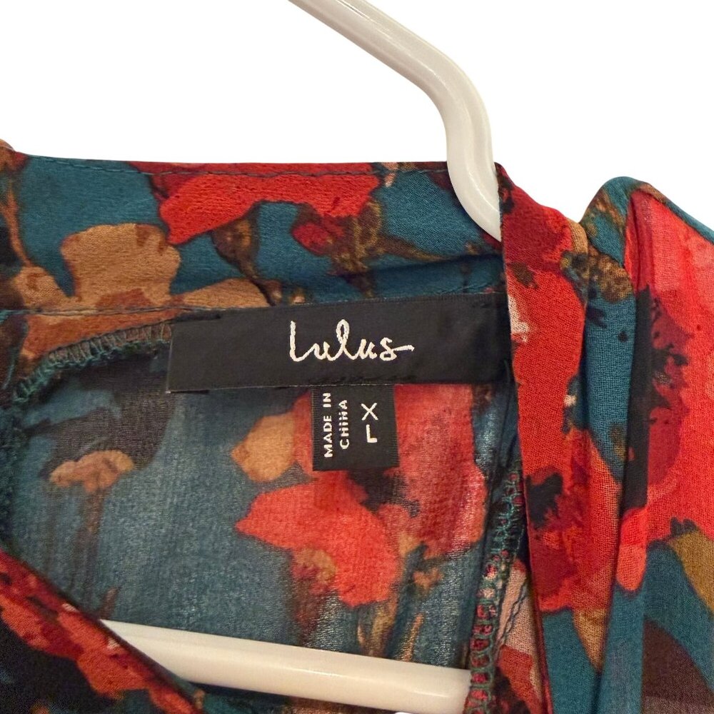 Lulus In My Dreams Teal Multi Floral Print Midi Dress Women's Size XL NWT! - Picture 3 of 6